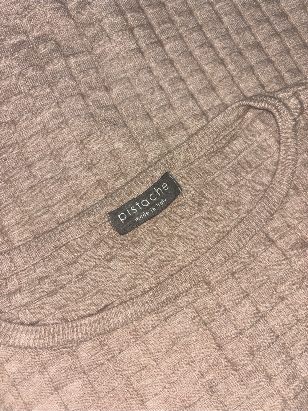 Women's Ribbed Knit Top in Taupe - Made in Italy